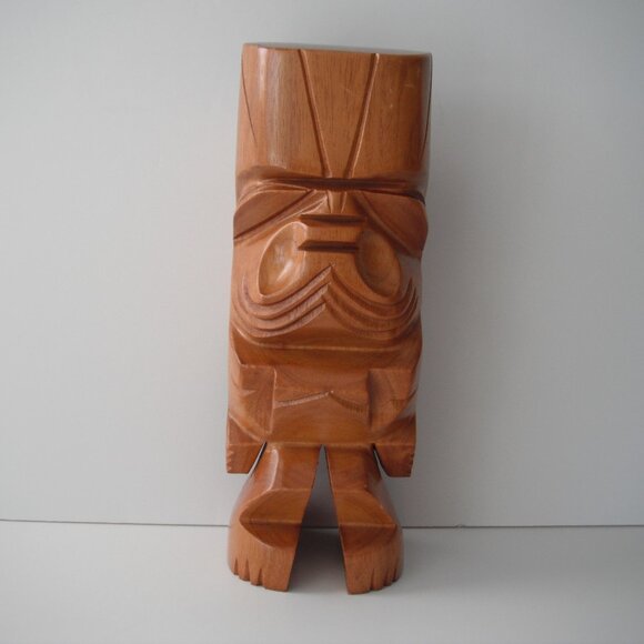 Hand Carved Solid Milo Wood Totem 10" High Maui Hawaii Figure Statue Sculpture - Picture 2 of 9